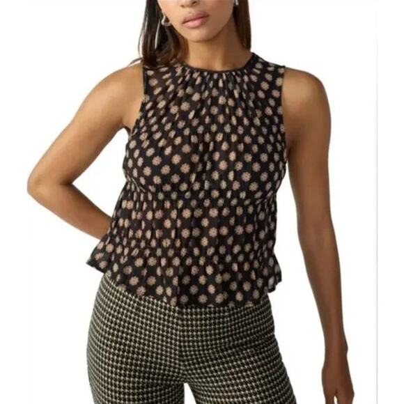 SANCTUARY Top Size XS NEW Black Medallion Sleeveless Soft Smock Blouse - Picture 1 of 5